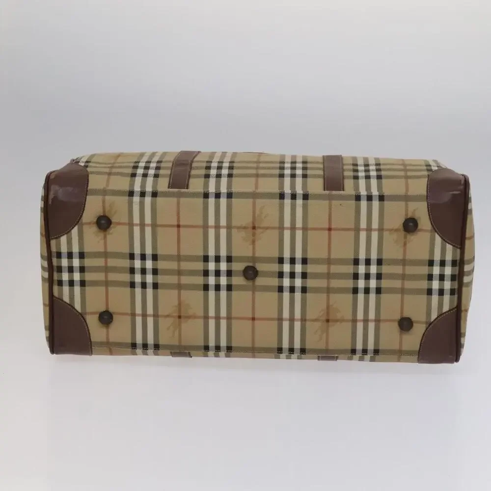 Burberry Nova Check Boston Bag Pvc Leather Beige